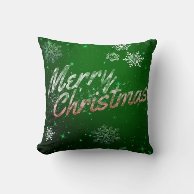 Decorative Snowflakes Merry Christmas Cushion (Front)