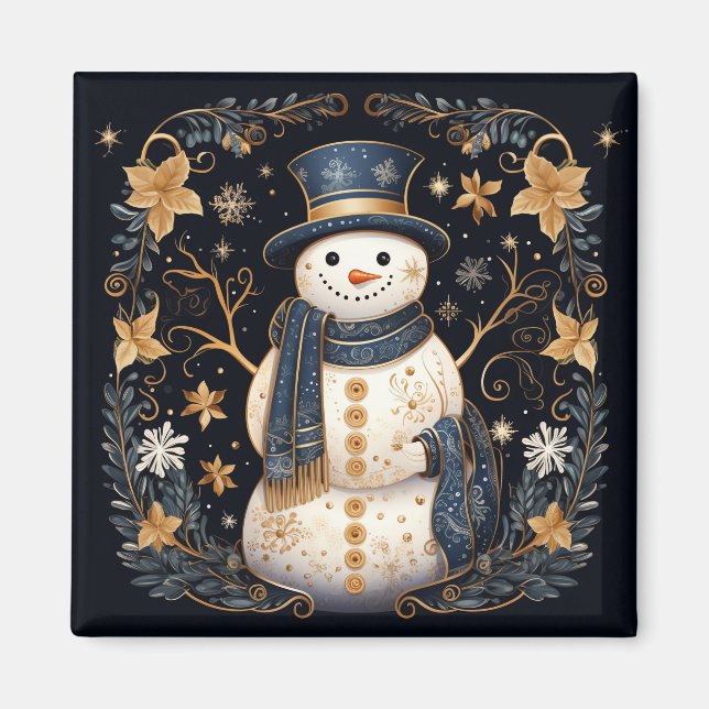 Decorative Snowman Holiday Magnet (Front)
