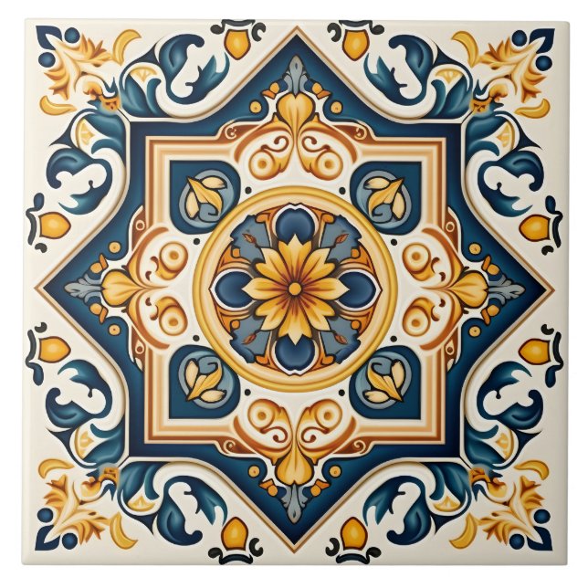 Decorative Spanish Mediterranean Tile (Front)