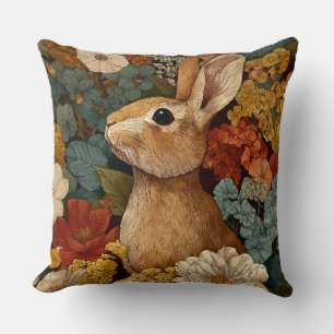 Decorative Spring Rabbit Duck Flowers Throw Pillow