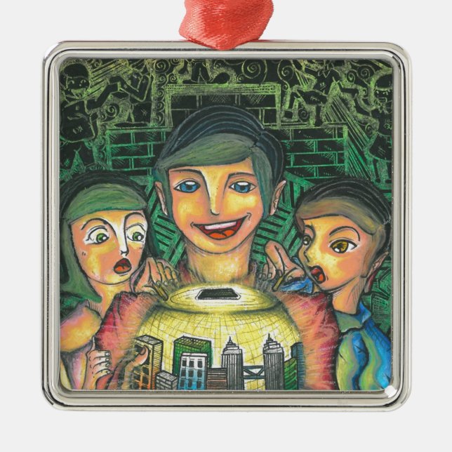 Decorative Square Metal Tree Decoration (Front)