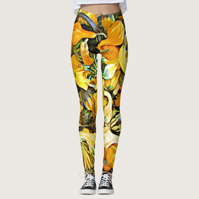 Decorative Squash and Gourds Halloween Leggings (Front)