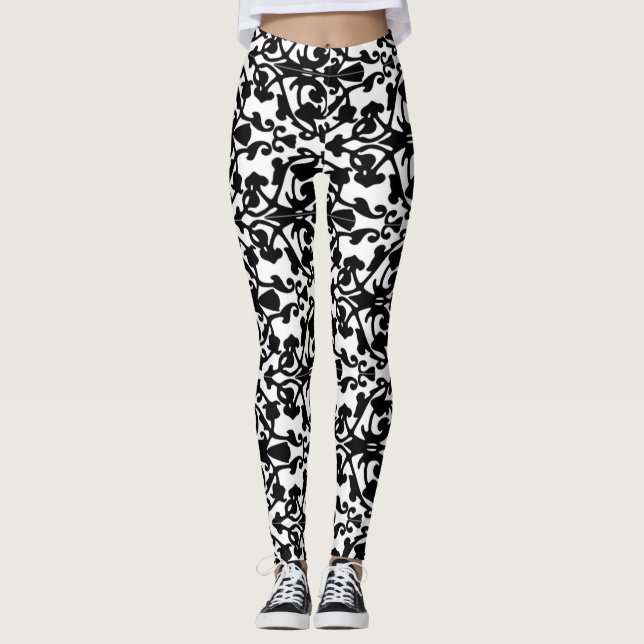 Decorative stamp damask leggings (Front)