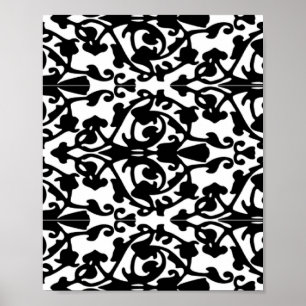 Decorative stamp damask poster