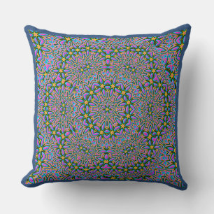 Decorative Star Pattern on Blue Background Cushion