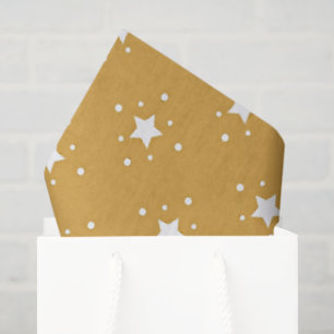 Decorative Stars on Gold Background Tissue Paper