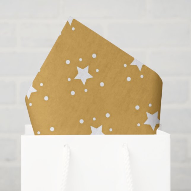 Decorative Stars on Gold Background Tissue Paper (Gift Bag)