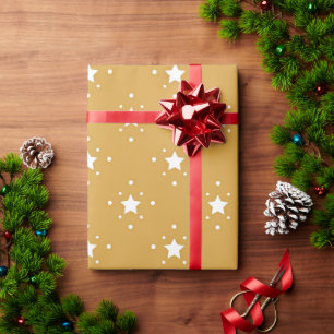 Decorative Stars on Gold Background Wrapping Paper