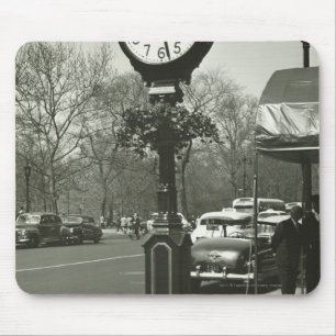 Decorative street clock two background people mouse mat