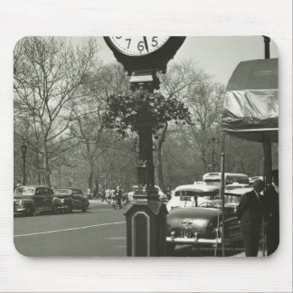 Decorative street clock two background people mouse mat