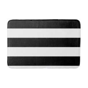 Decorative Striped Black & White Stripes Pattern Bath Mat