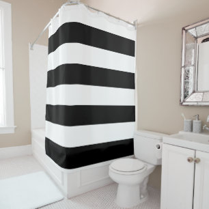 Decorative Striped Black & White Stripes Pattern Shower Curtain