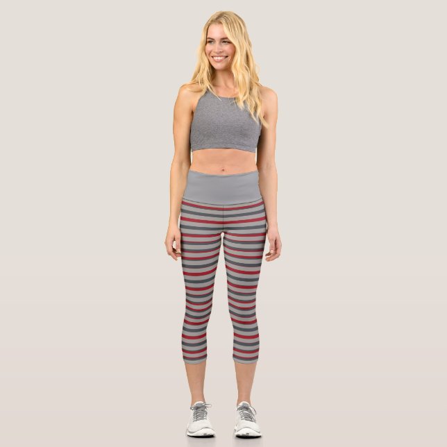  Decorative Striped  Capri Leggings (Front)