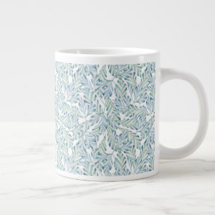 Decorative Striped Leaf Pattern Large Coffee Mug