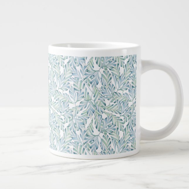Decorative Striped Leaf Pattern Large Coffee Mug (Right)