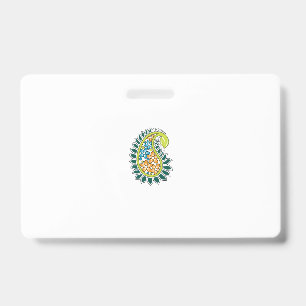 Decorative Style, Dark Blue Green, Wattle ID Badge