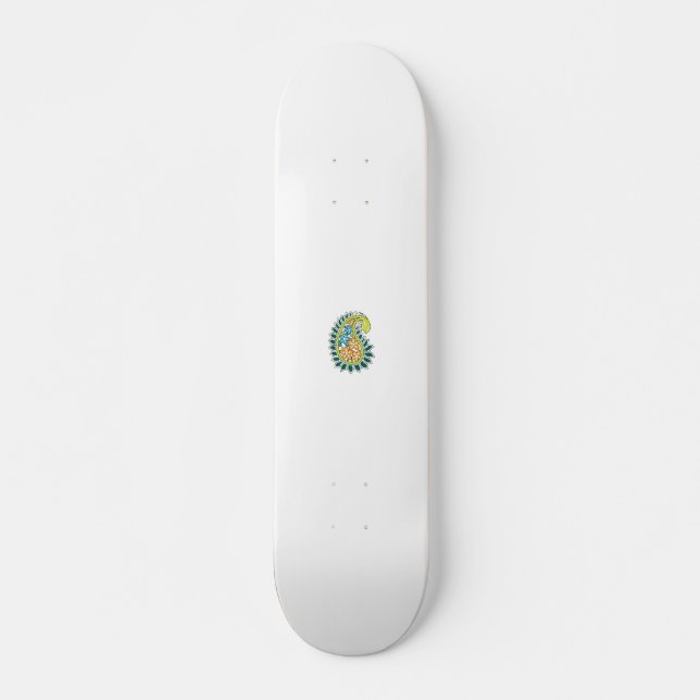 Decorative Style, Dark Blue Green, Wattle Skateboard (Front)