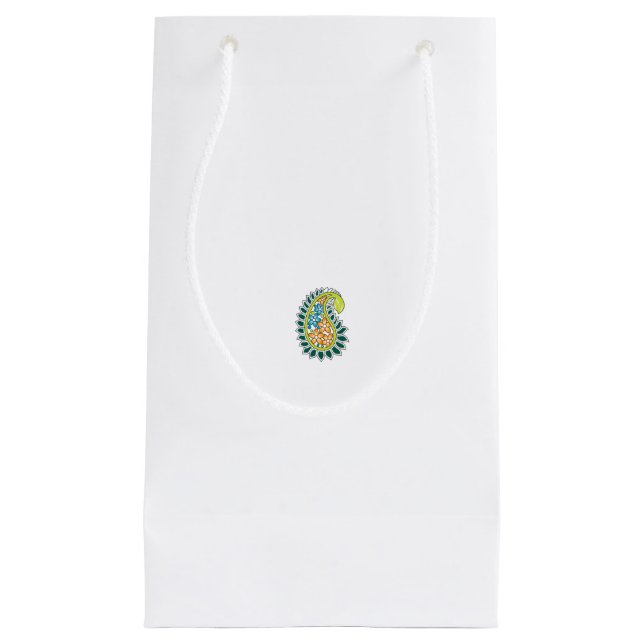 Decorative Style, Dark Blue Green, Wattle Small Gift Bag (Front)