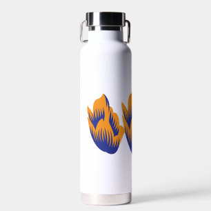Decorative Style, Dark Blue Green, Wattle Water Bottle