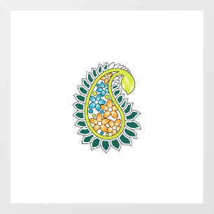 Decorative Style, Dark Blue Green, Wattle Window Cling
