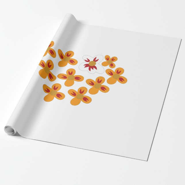 Decorative Style, Dull Orange, Cornell Red Wrapping Paper (Unrolled)