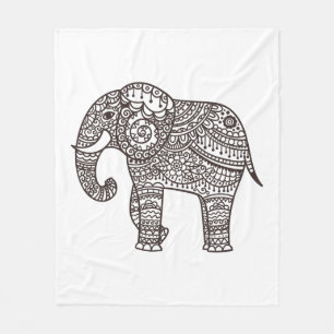 Decorative Style Elephant Fleece Blanket