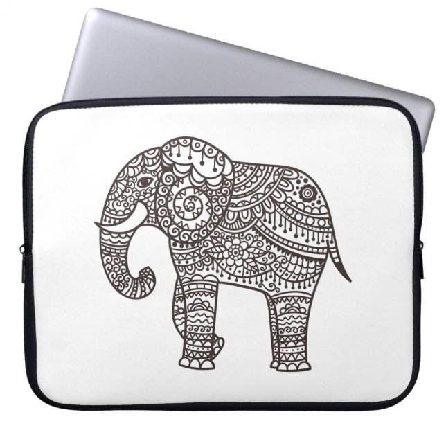 Decorative Style Elephant Laptop Sleeve (Front)
