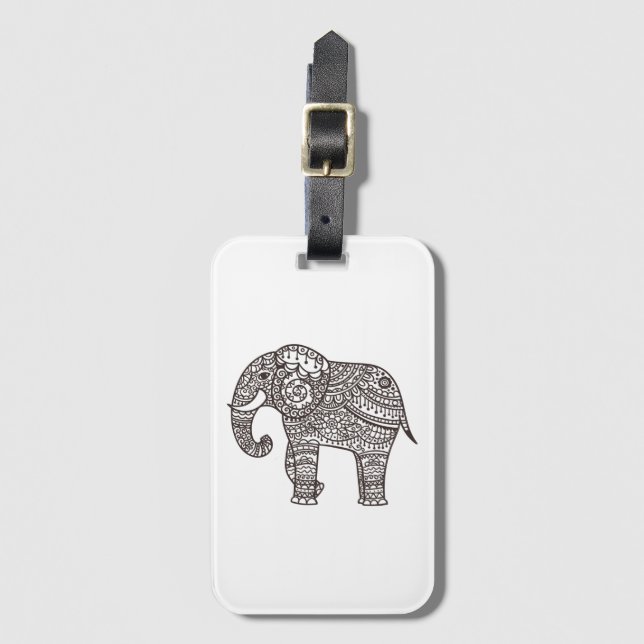 Decorative Style Elephant Luggage Tag (Front Vertical)