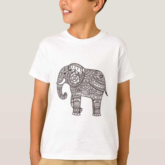 Decorative Style Elephant T-Shirt (Front)