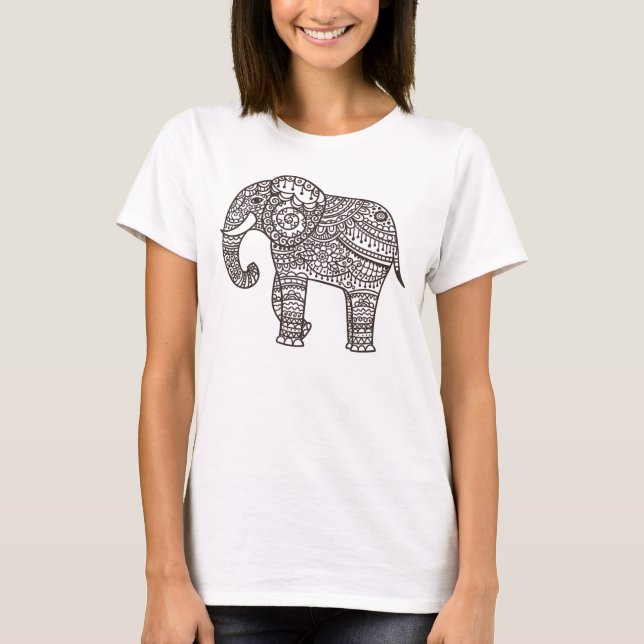 Decorative Style Elephant T-Shirt (Front)