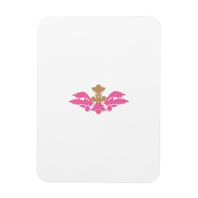 Decorative Style, Hot Pink, Antique Brass Magnet (Vertical)
