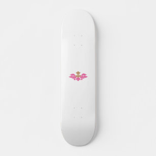 Decorative Style, Hot Pink, Antique Brass Skateboard