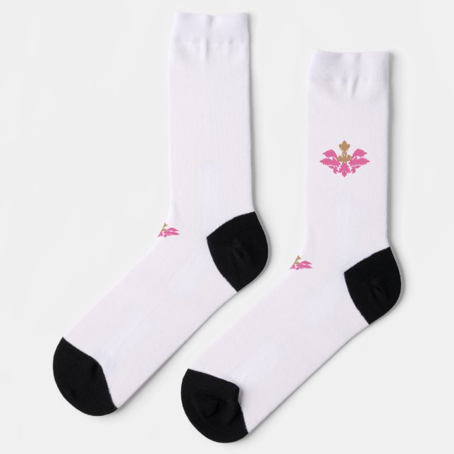Decorative Style, Hot Pink, Antique Brass Socks (Left)