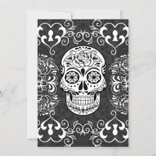 Decorative Sugar Skull Black White Gothic Grunge