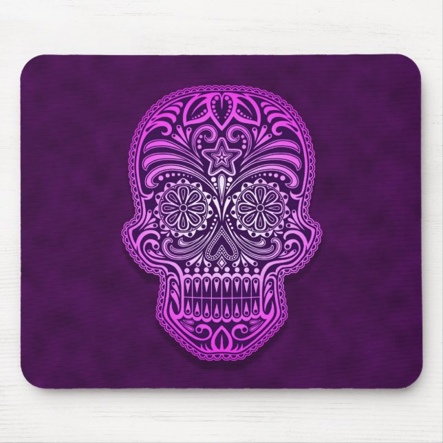 Decorative Sugar Skull – purple Mouse Mat (Front)