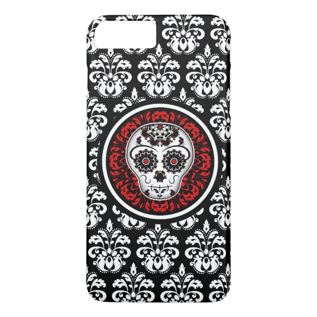 Decorative sugar skull with damask Case-Mate iPhone case (Back)