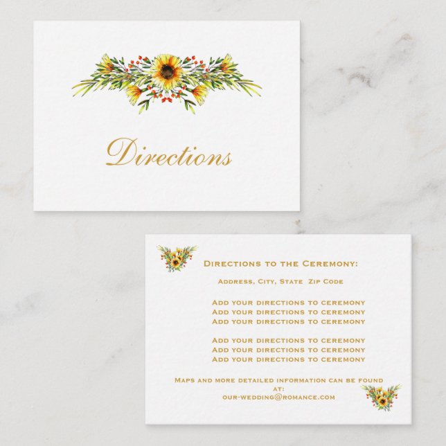 Decorative Summer Flowers Wedding Enclosure Card (Front/Back)
