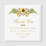 Decorative Summer Flowers Wedding Magnet<br><div class="desc">Pretty, colourful sophisticated and modern decorative magnet favor for Weddings with a beautiful Summer floral wreath in yellow, red, gold and green colours. A cute botanic design for your special day. Ideal for Spring and Summer events but can be used for Fall/Autumn and Winter. All text is fully customizable to...</div>