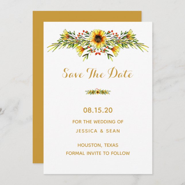 Decorative Summer Flowers Wedding Save The Date (Front/Back)