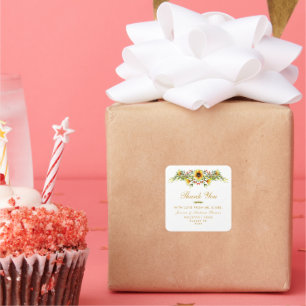 Decorative Summer Flowers Wedding Square Sticker