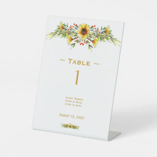 Decorative Summer Flowers Wedding Table Number Pedestal Sign