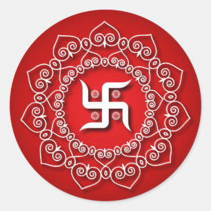 Decorative Swastika  Design Classic Round Sticker