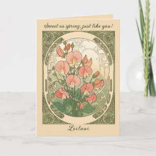 Decorative Sweet Pea Birth Month Flower Card