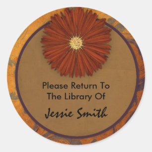 Decorative Swirl Flower Name Address Bookplate Classic Round Sticker