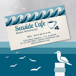 Decorative swirly ocean waves CC0081 Beach company Magnetic Business Card