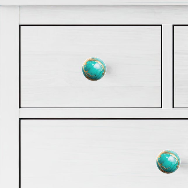 Decorative Teal Marble Gold Painted Magic Ceramic Knob (Creator Uploaded)