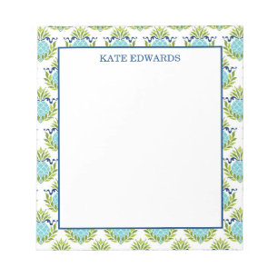 Decorative Teal Pineapple Pattern Notepad