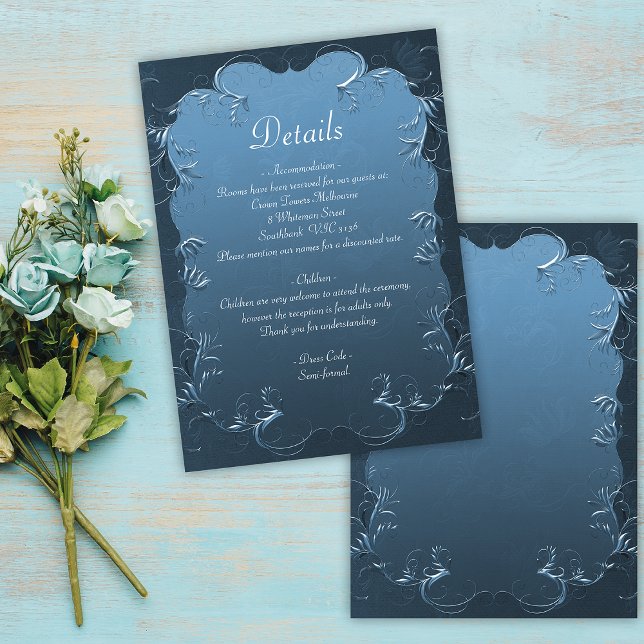 Decorative Teal Wedding Details Enclosure Card (Creator Uploaded)