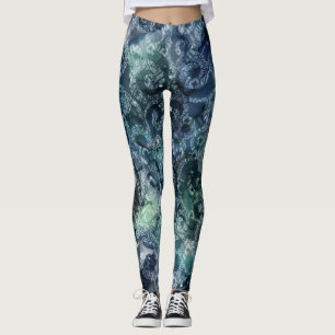 Decorative texture motif in Navy Leggings