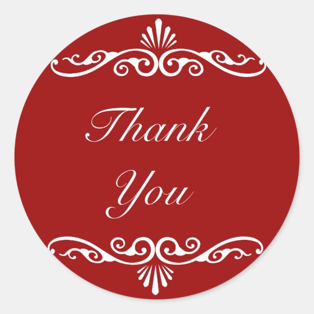 Decorative Thank You Classic Round Sticker (Front)
